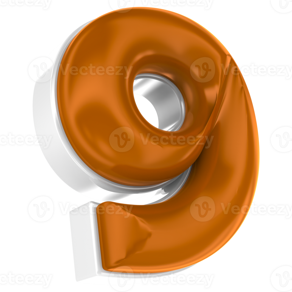 9 Number Chocolate 3D Render png