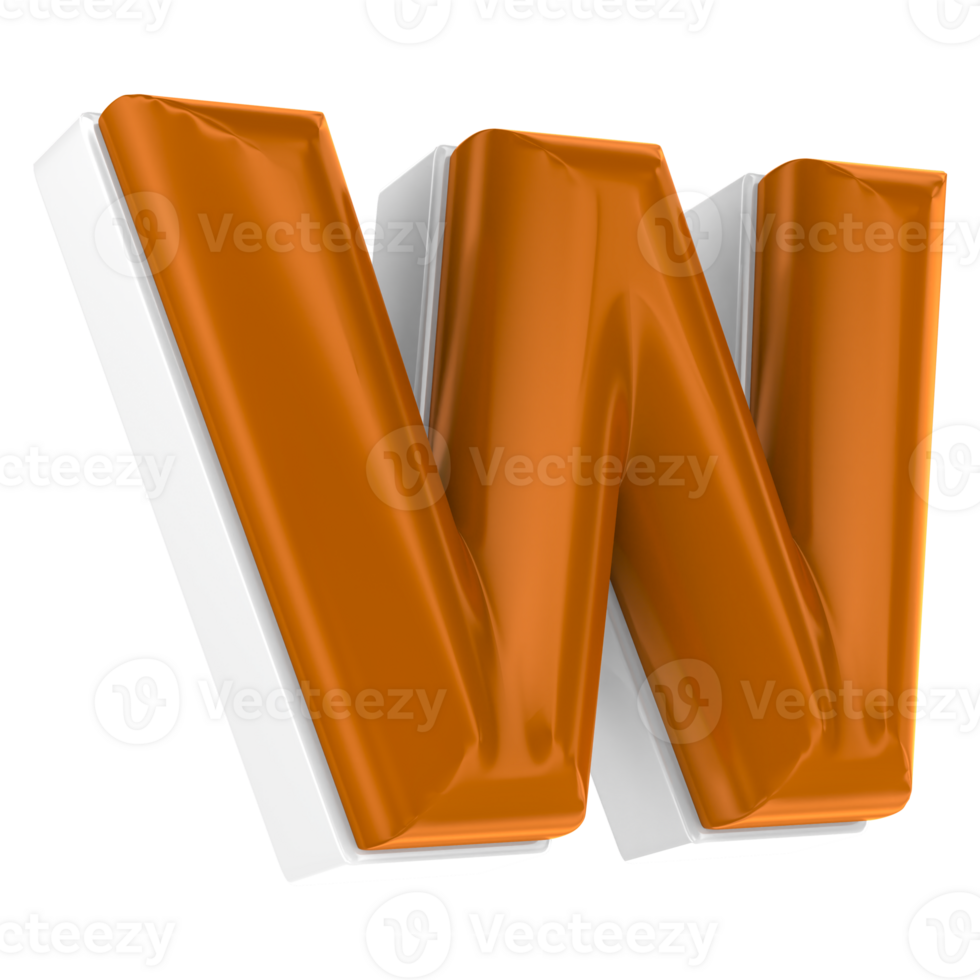 W Font Chocolate 3D Render png