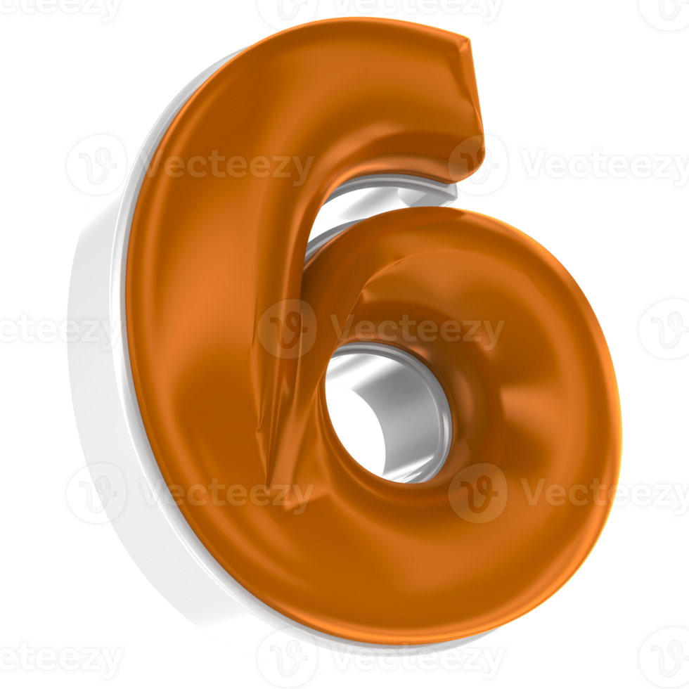 6 Number Chocolate 3D Render png