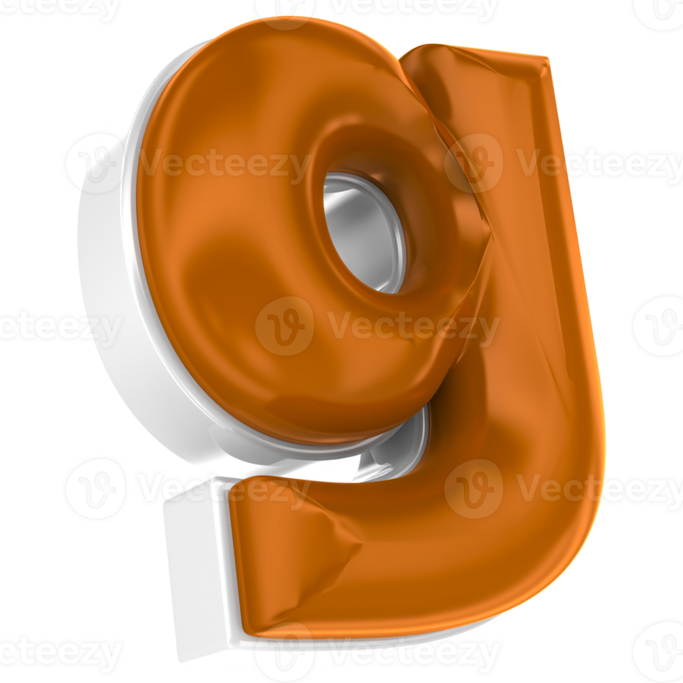 Chocolate alphabet font g 3d render png