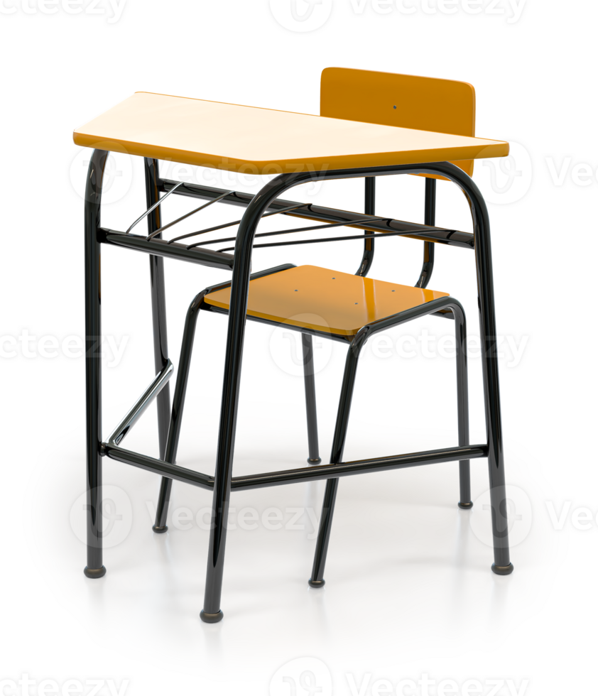 yellow design school desk and chair for children in the classroom png