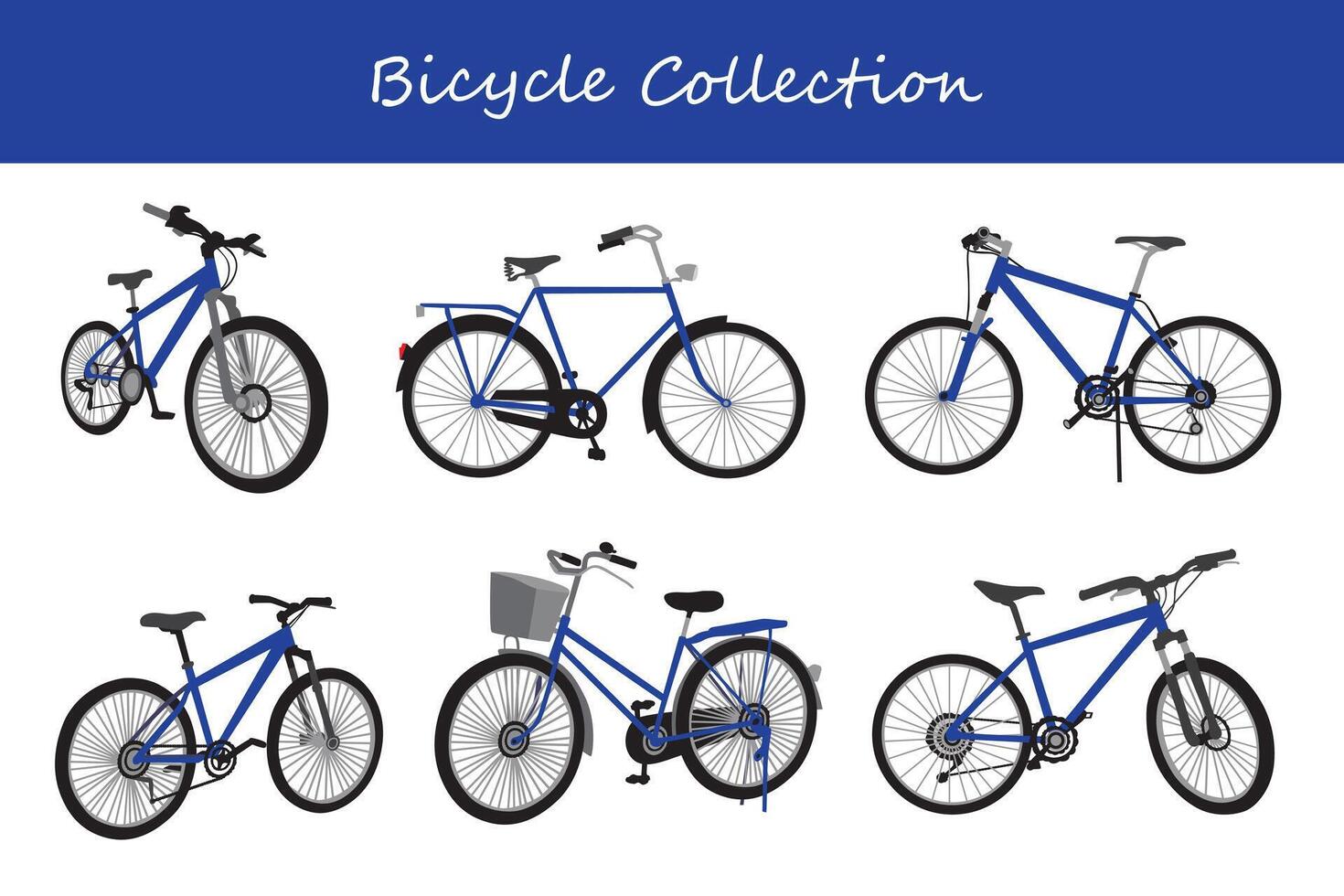 bicycle collection. bicycle in different poses vector