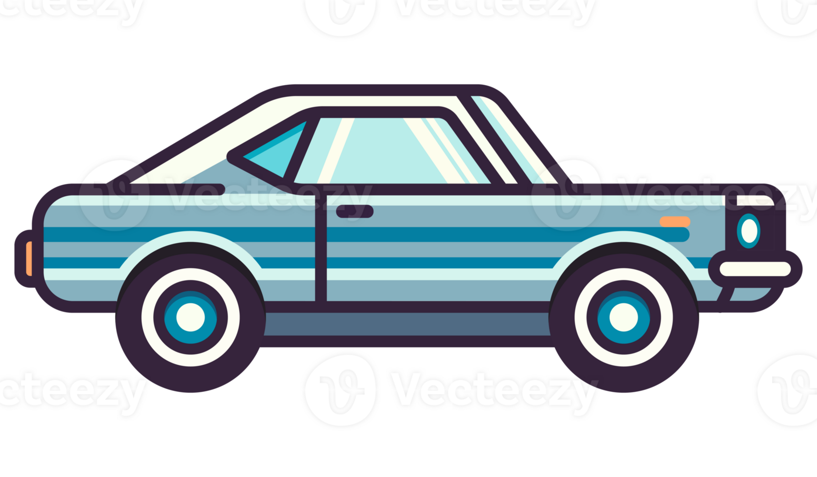 Vintage blue car icon. retro automobile illustration. png