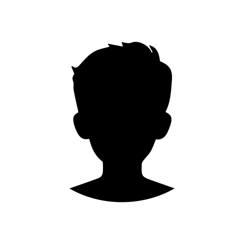 Silhouette of a boy. The side of the child's head. vector