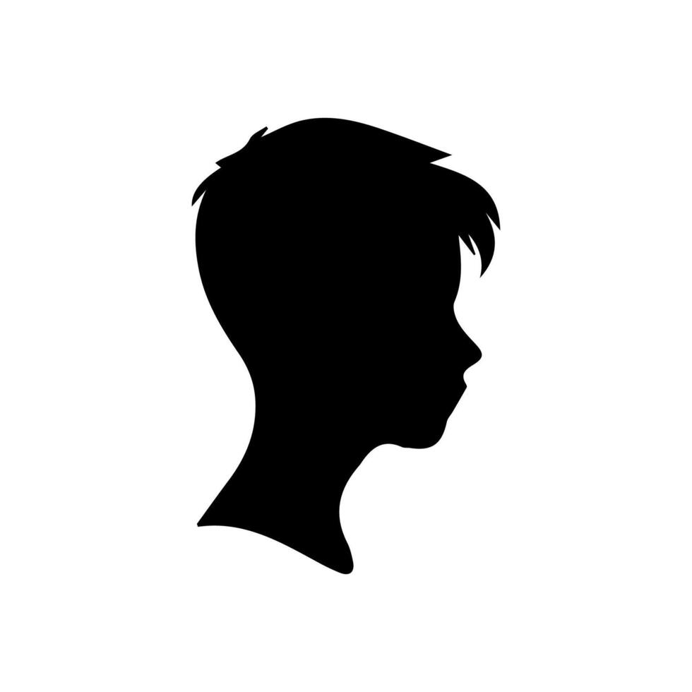 Silhouette of a boy. The side of the child's head. vector