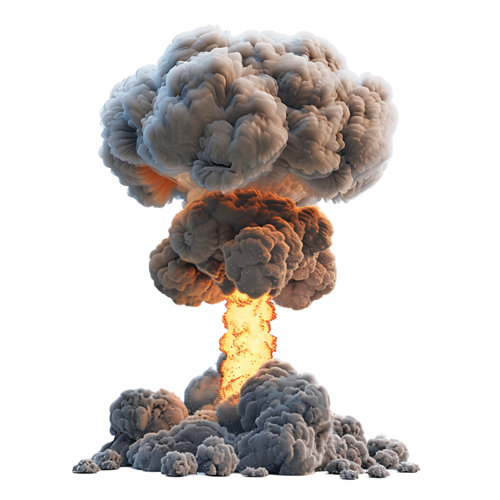 Nuclear Explosion with Mushroom Cloud on Transparent Background png
