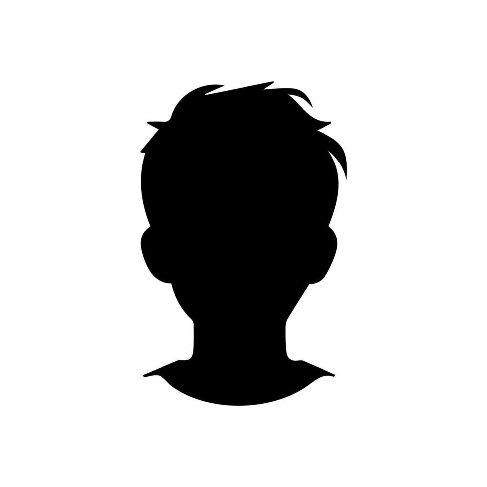 Silhouette of a boy. The side of the child's head. vector