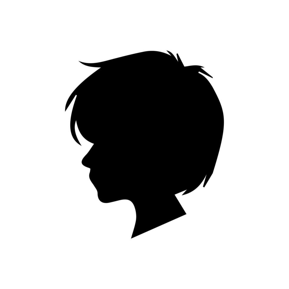 Silhouette of a boy. The side of the child's head. vector