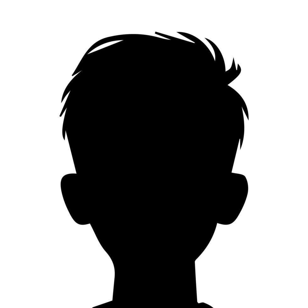 Silhouette of a boy. The side of the child's head. vector