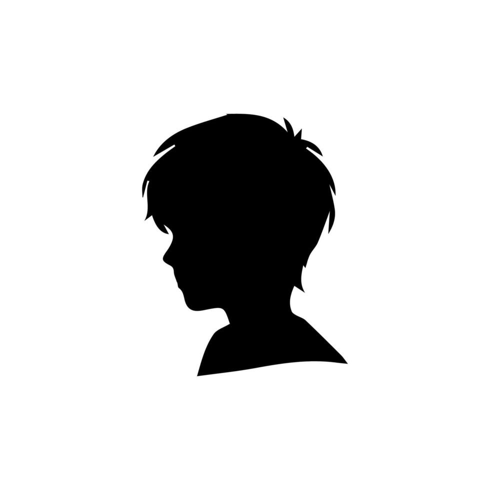 Silhouette of a boy. The side of the child's head. vector