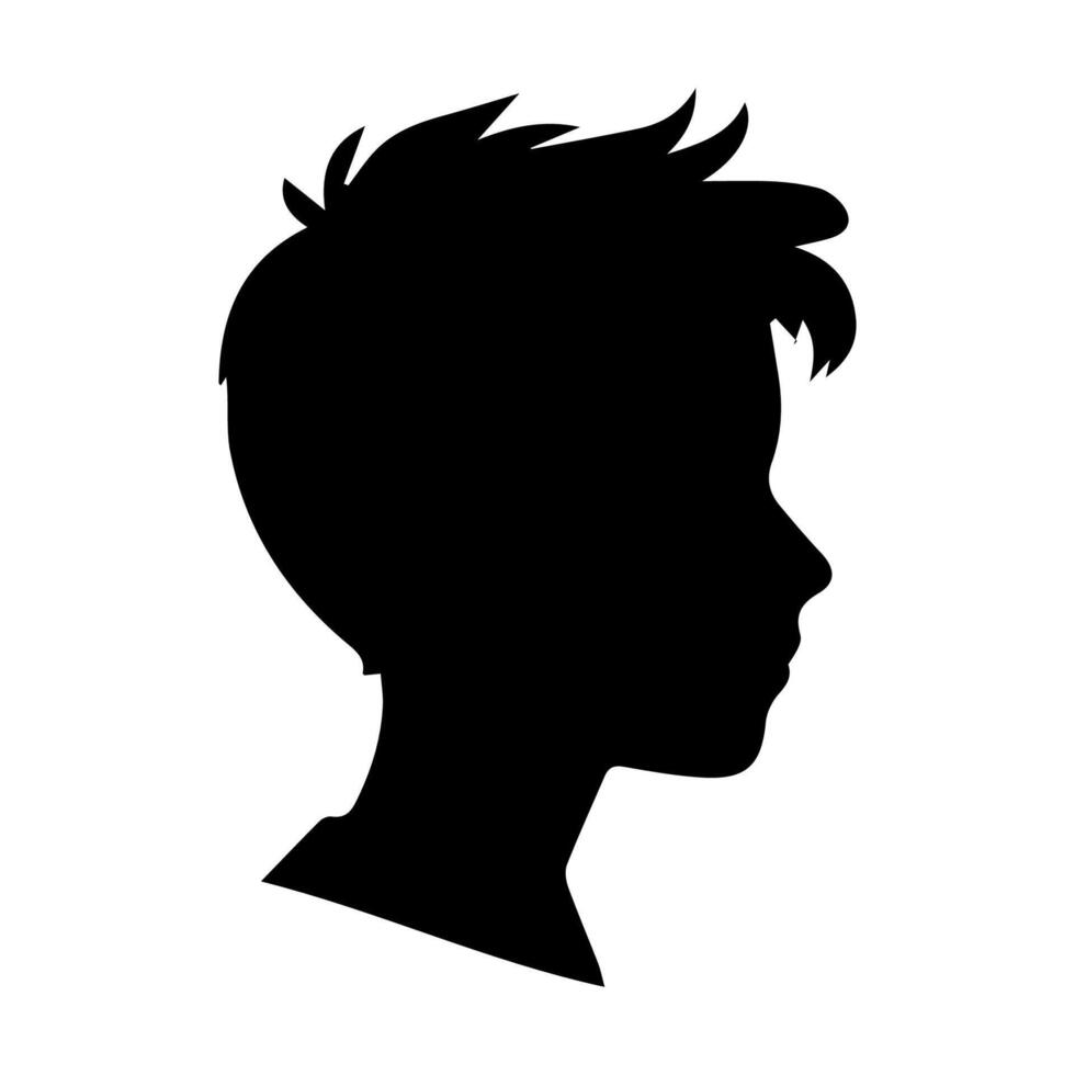 Silhouette of a boy. The side of the child's head. vector