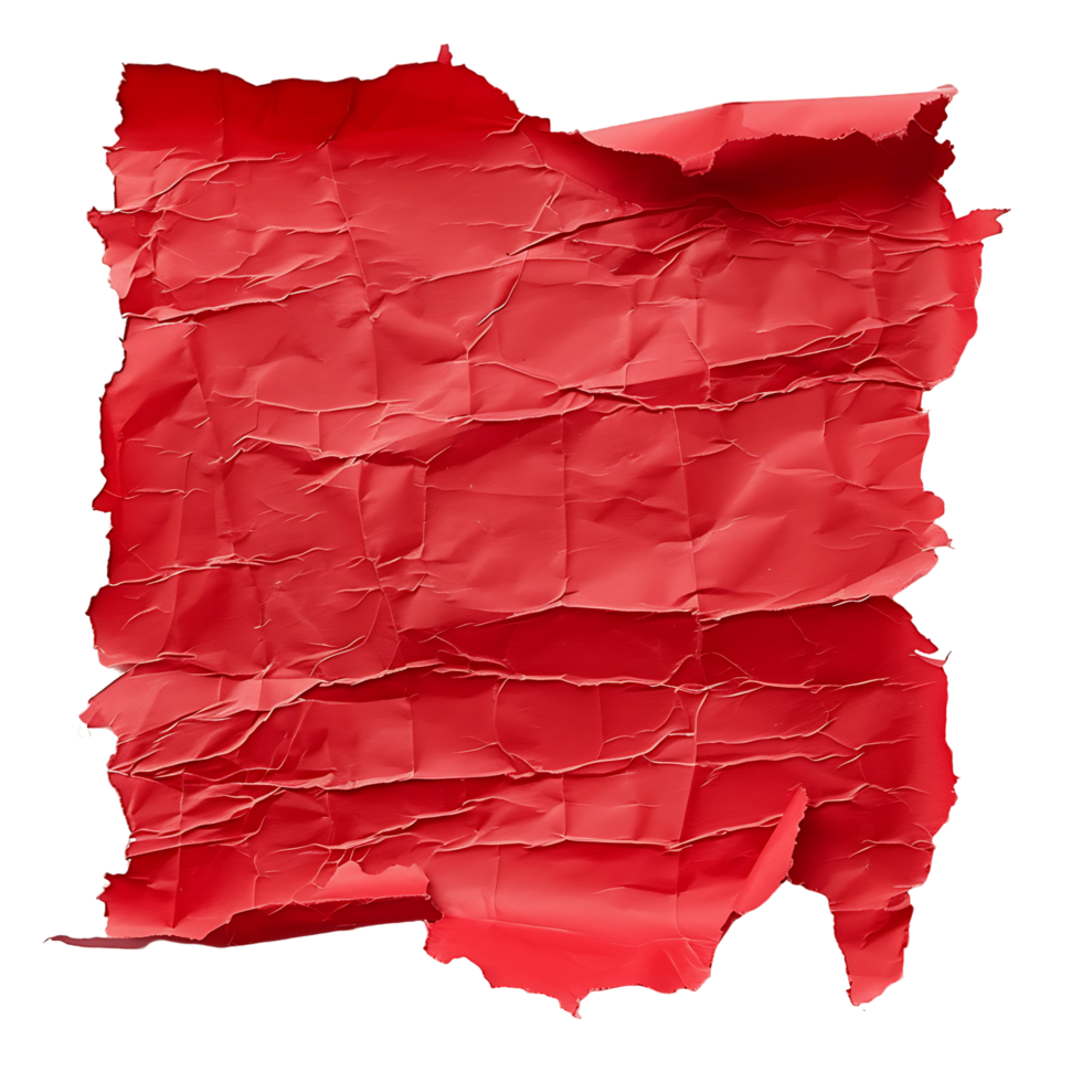 Red Paper Tear on Transparent Background Cutout png