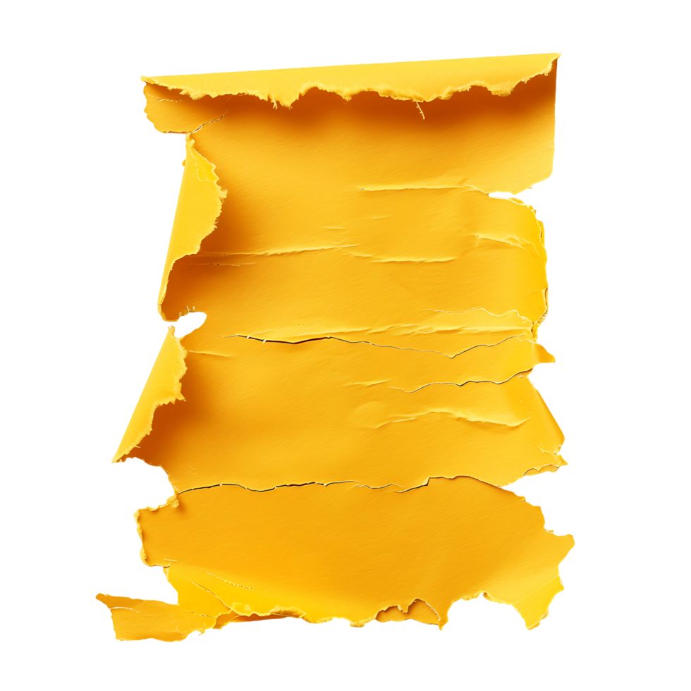 Isolated Yellow Torn Paper Transparent Background png