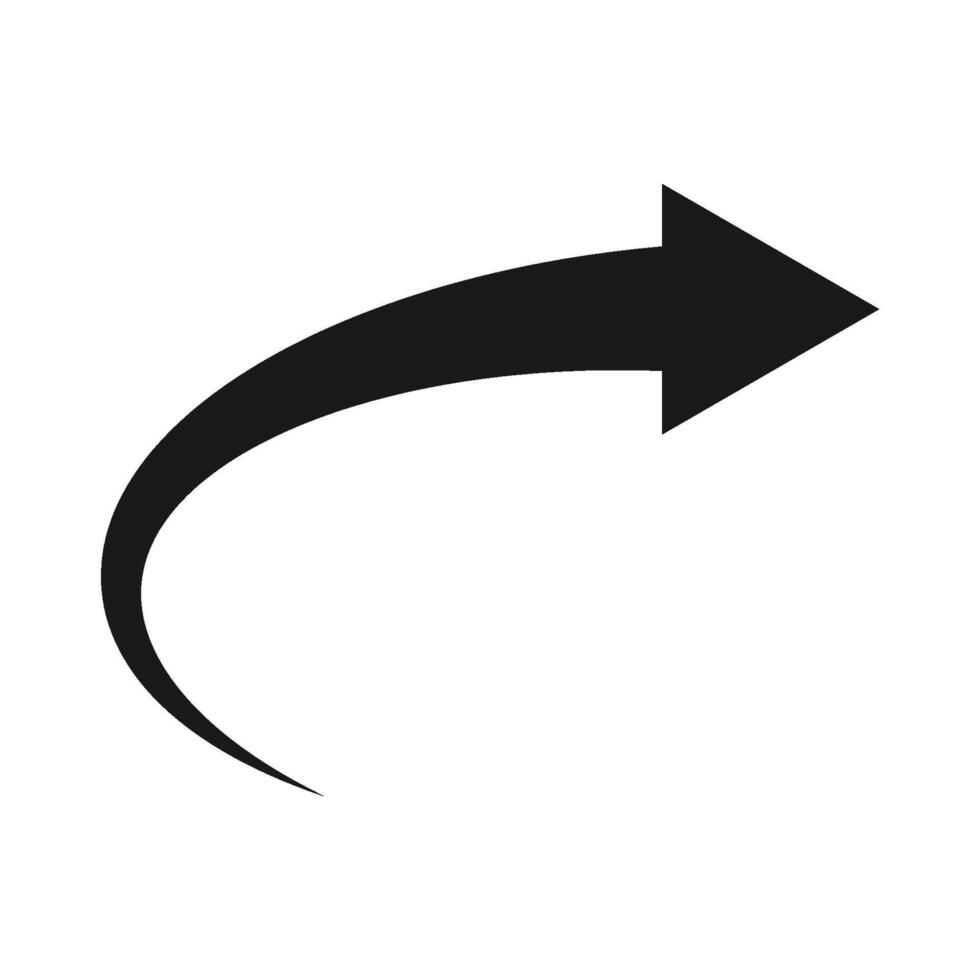 curved arrow direction sign icon vector