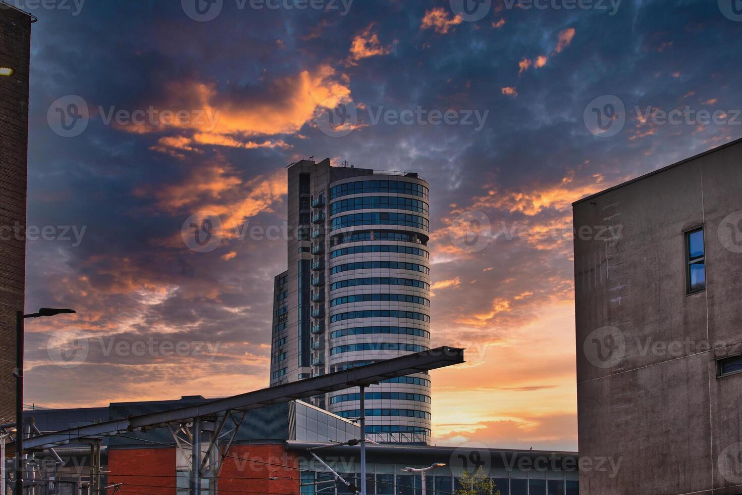 Sunset Over Cityscape in Leeds photo