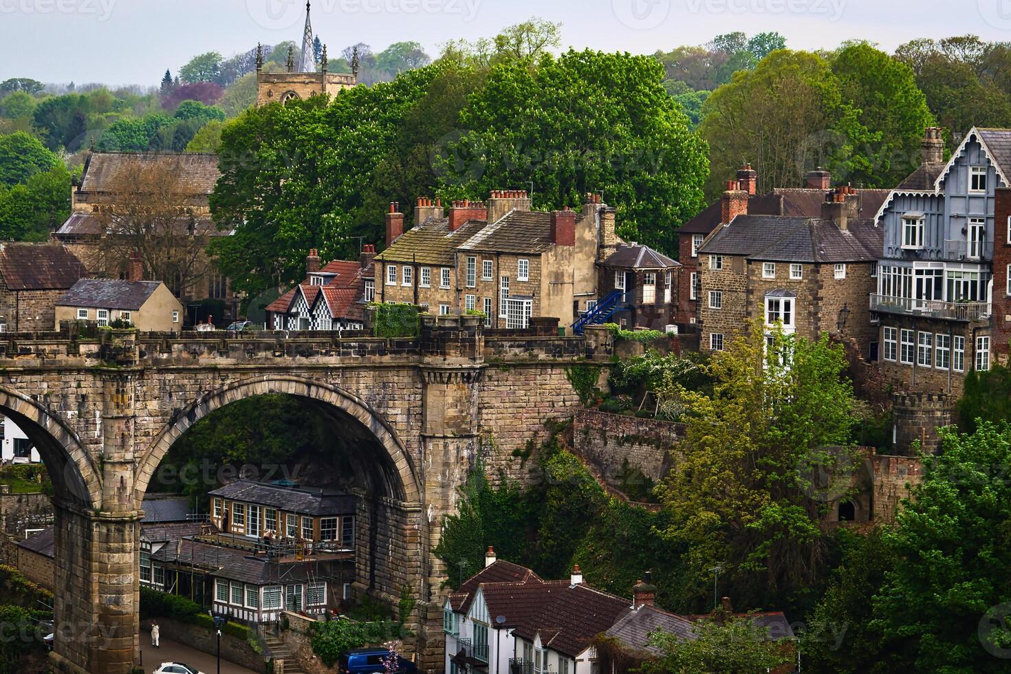 Historic Town with Stone Bridge in Knaresborough, North Yorkshire photo