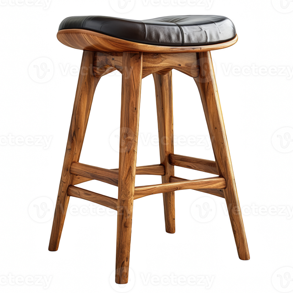 High wooden bar stool on transparent background png