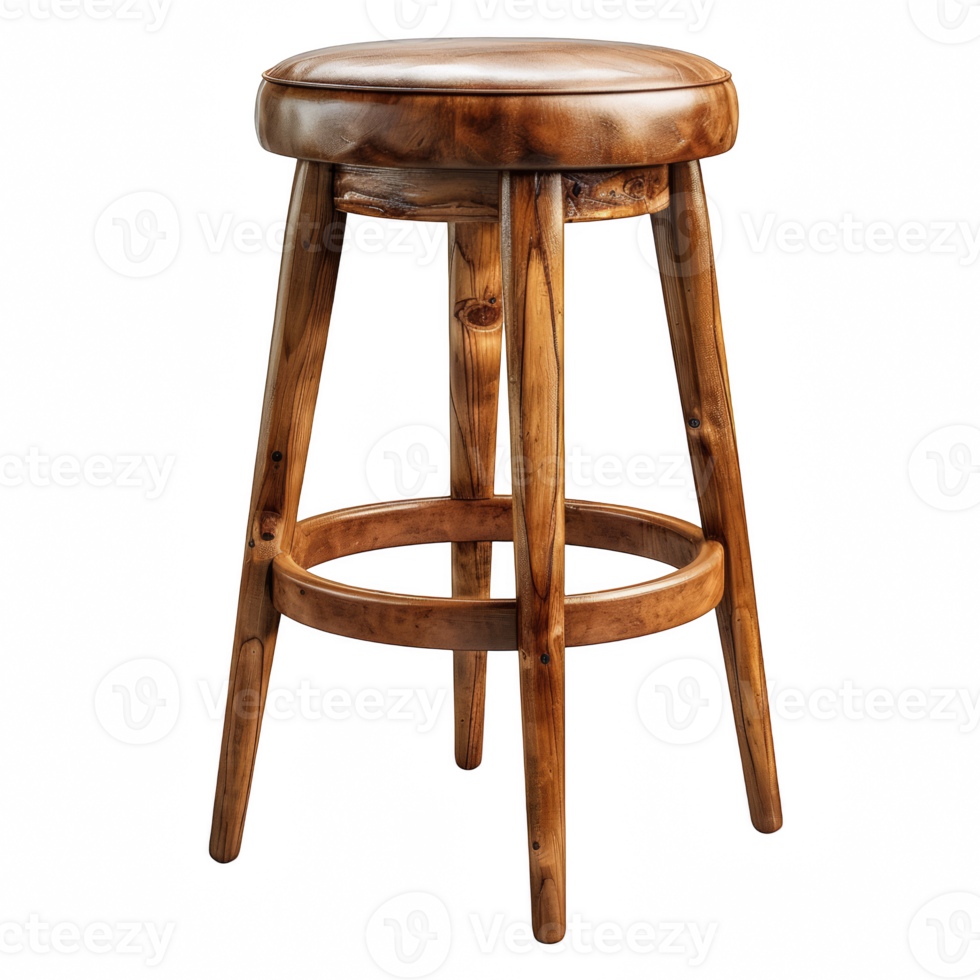 High wooden bar stool on transparent background png