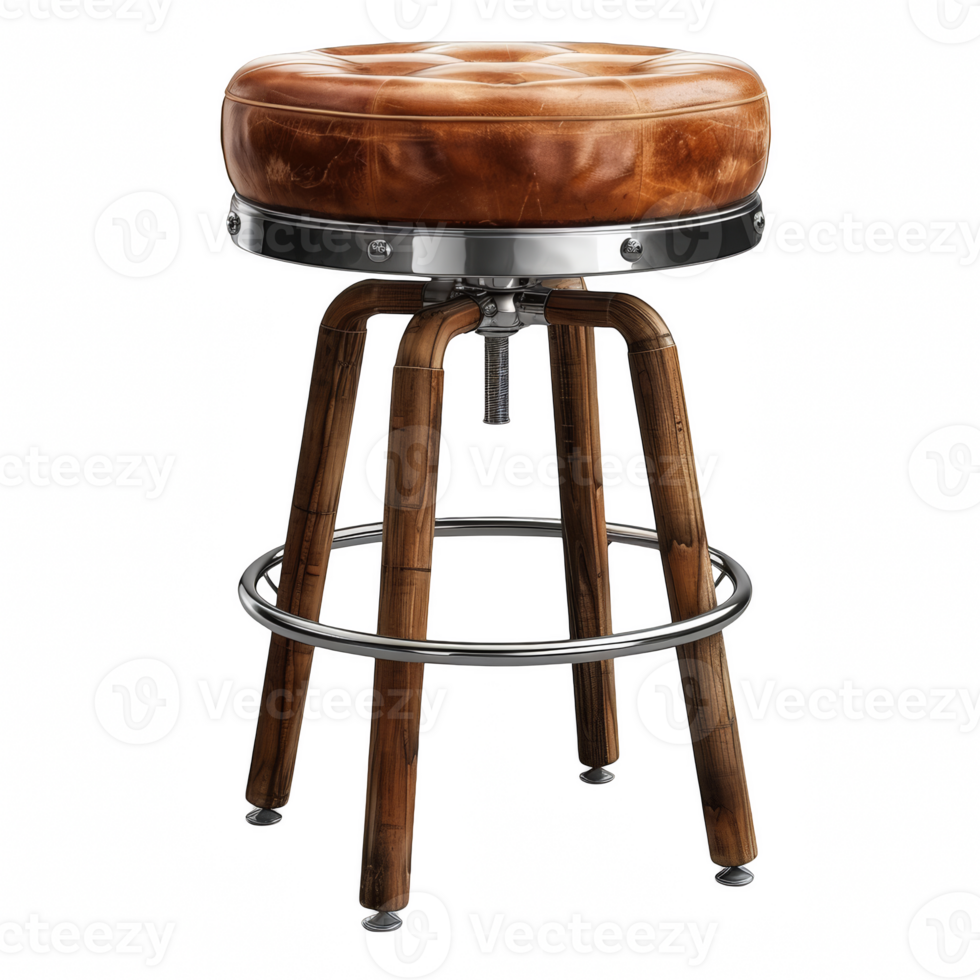 High wooden bar stool on transparent background png