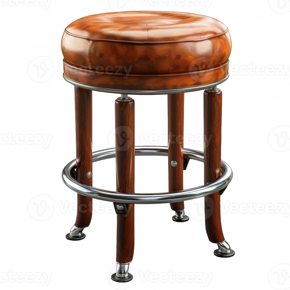 High wooden bar stool on transparent background png