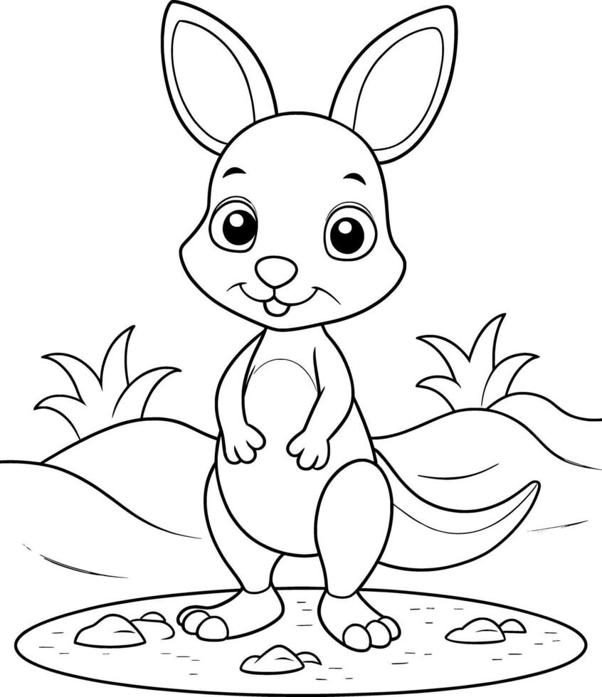 Simple Kangaroo Coloring Page for Kids - Cute and Easy vector
