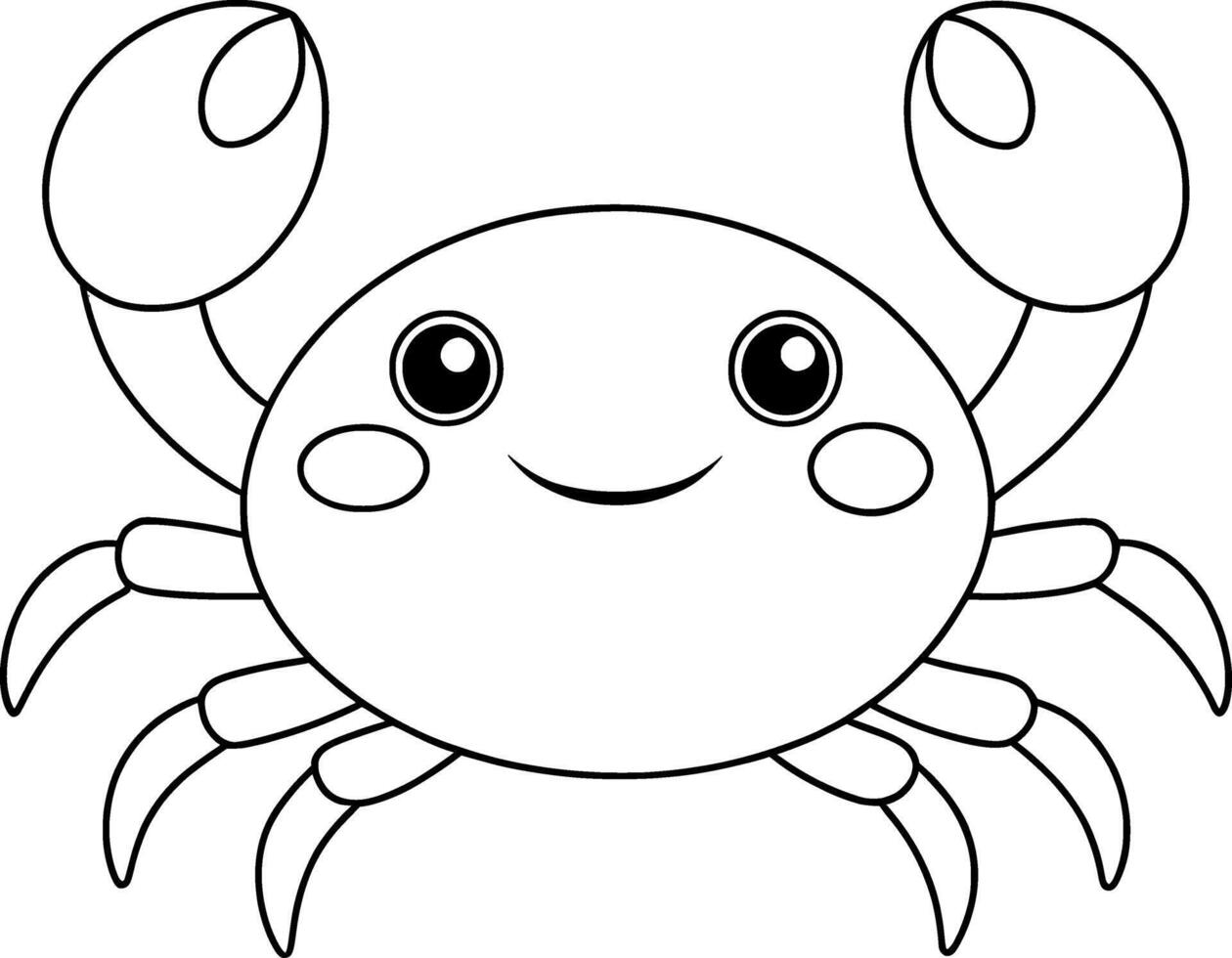 Simple Crab Coloring Page for Kids - Cute and Easy vector