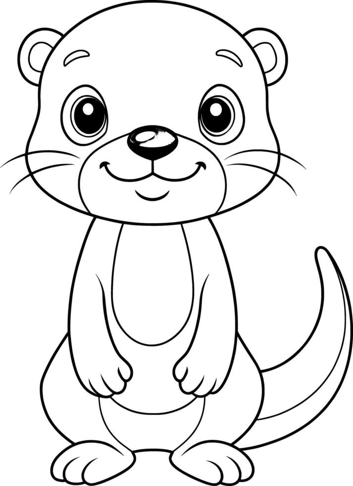 Simple Otter Coloring Page for Kids - Adorable and Easy vector