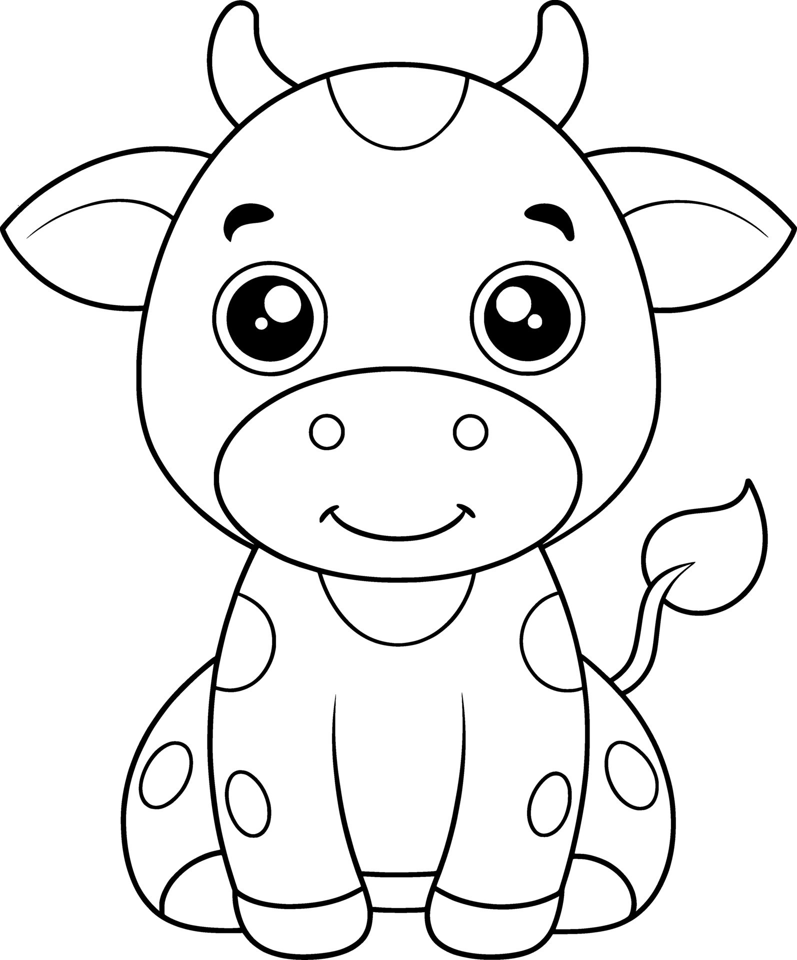 Simple Cow Coloring Page for Kids - Adorable and Easy 46027895 Vector