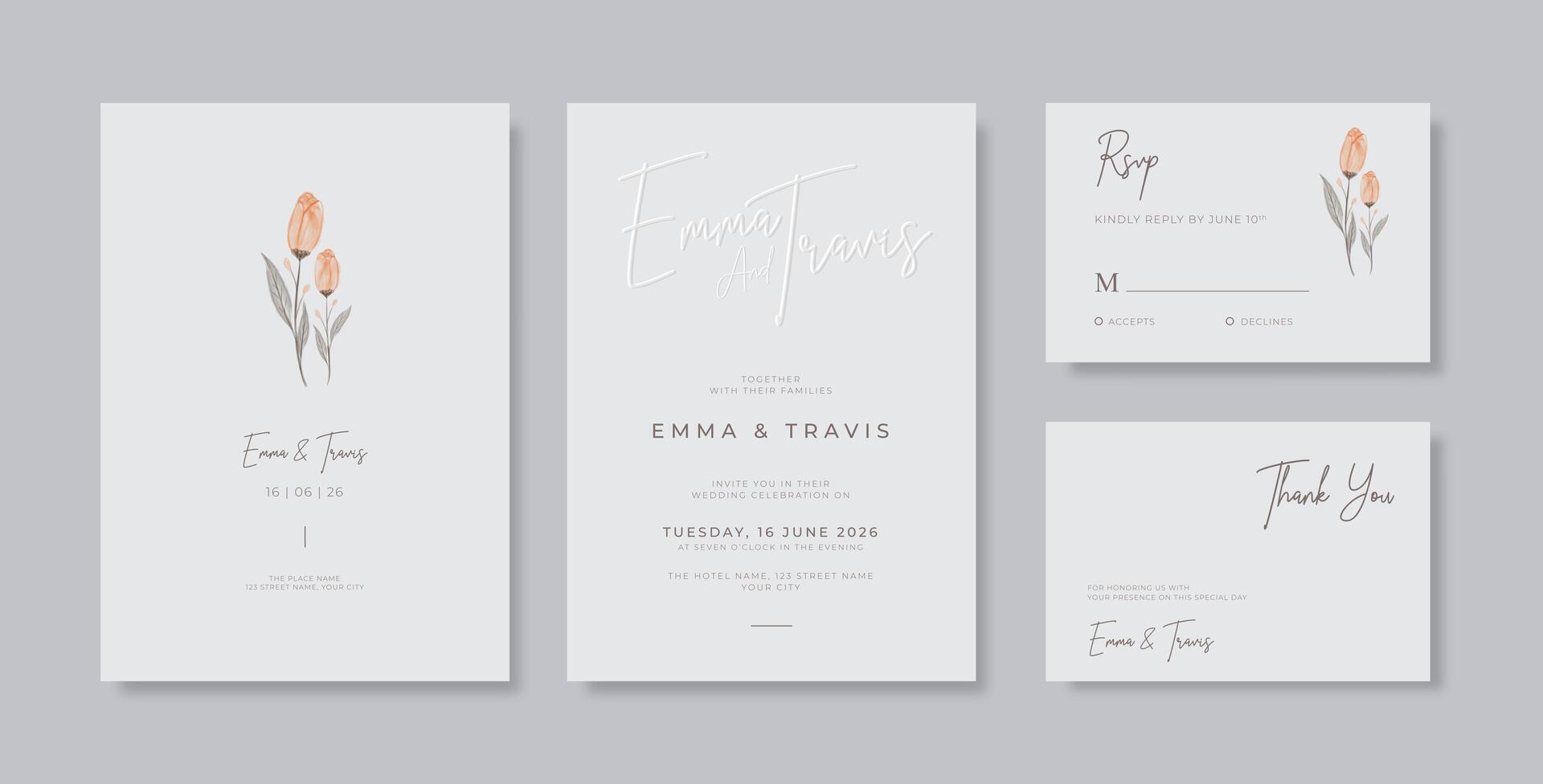 Simple and elegant wedding card template vector