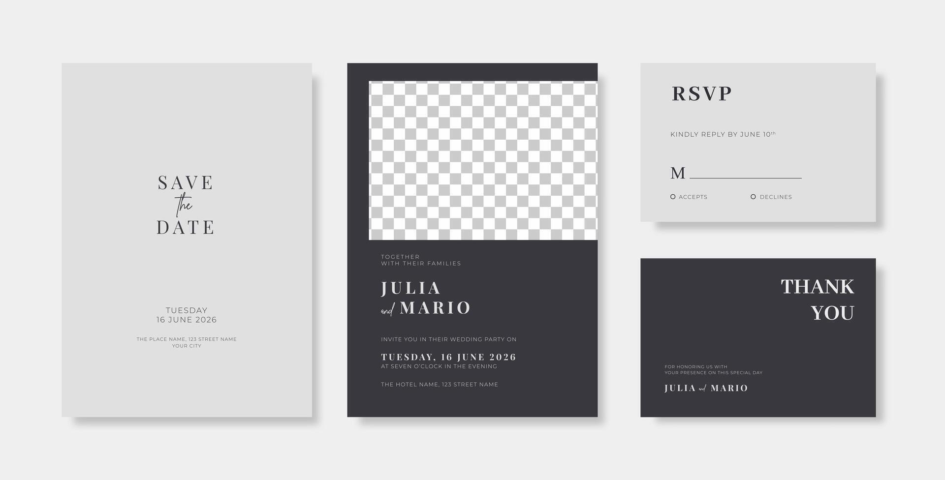 Simple and elegant wedding card template vector