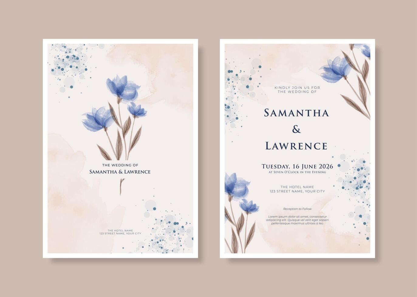 Beautiful and elegant wedding invitation with watercolor flower vector