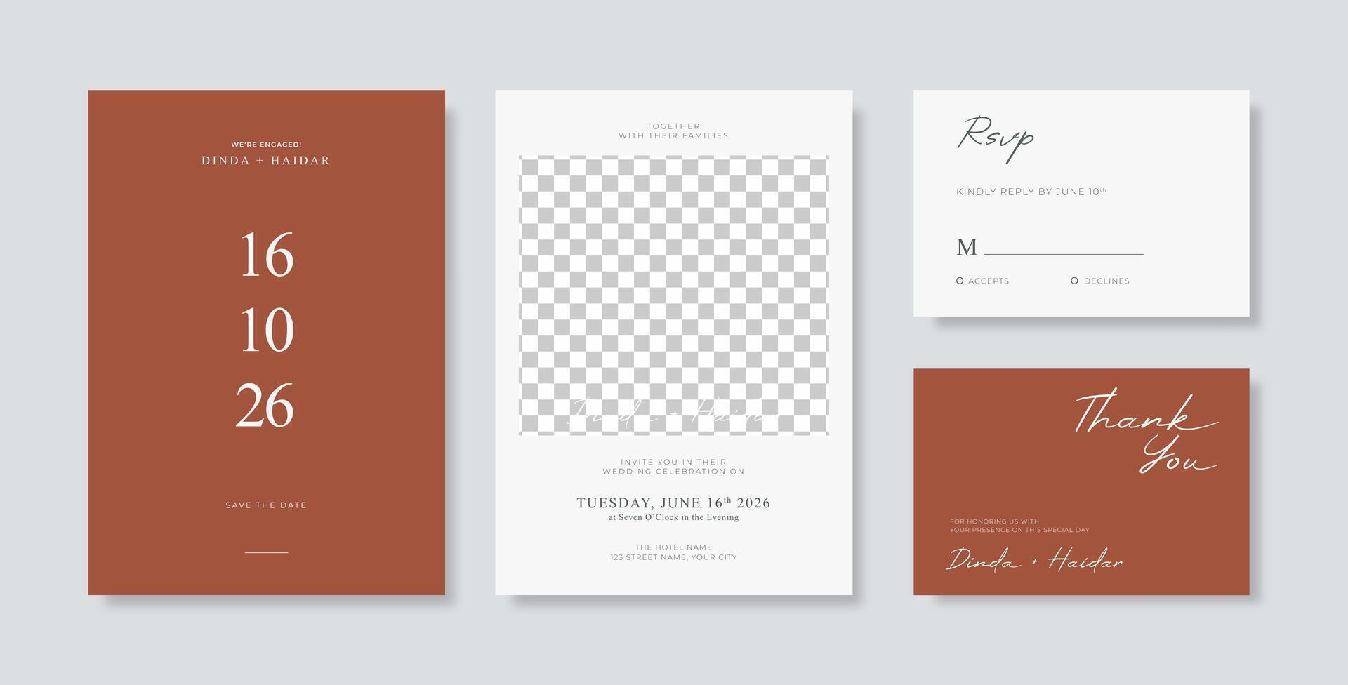 Beautiful wedding invitation template with flower watercolor vector