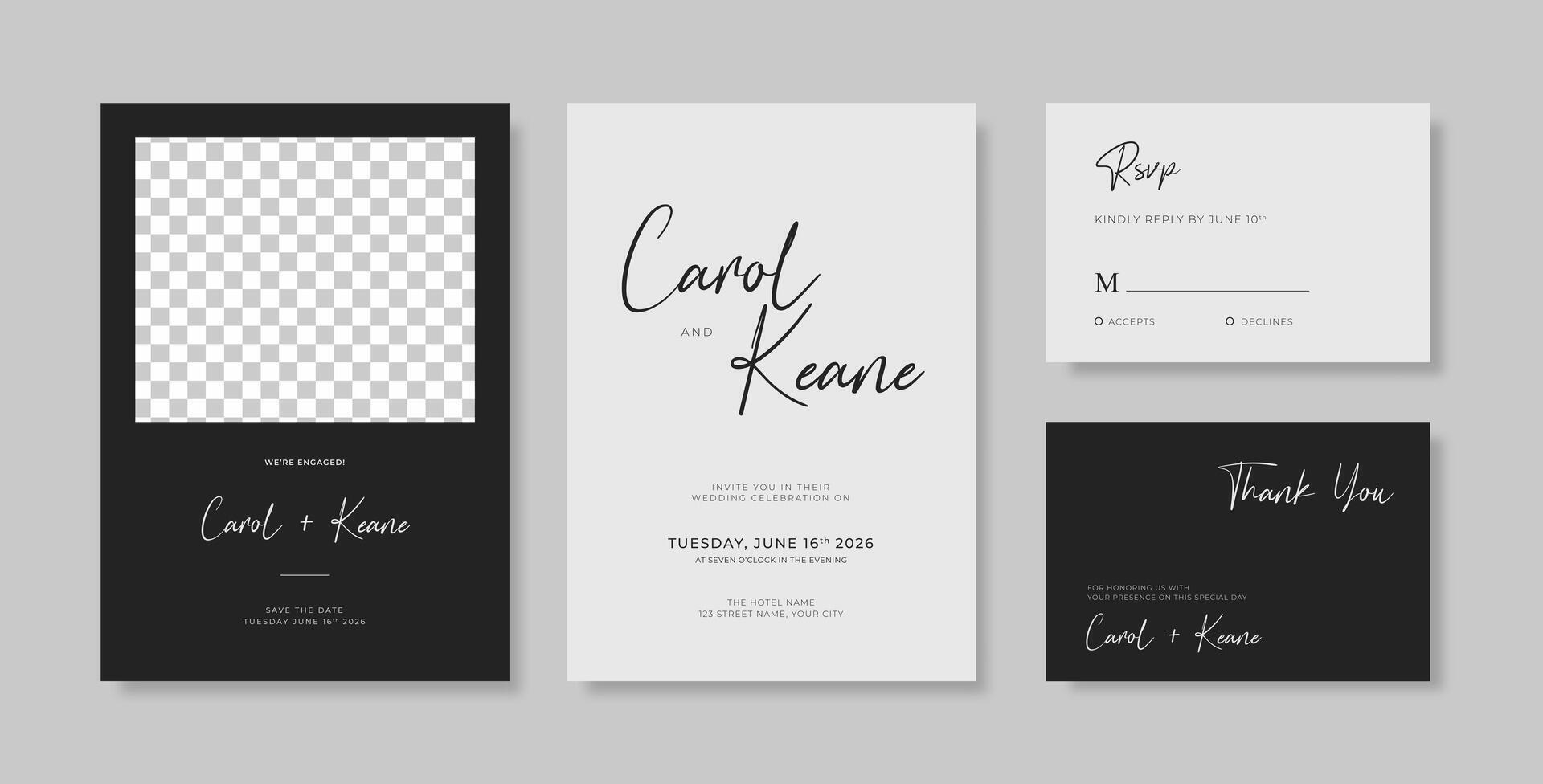 Beautiful wedding invitation template with flower watercolor vector