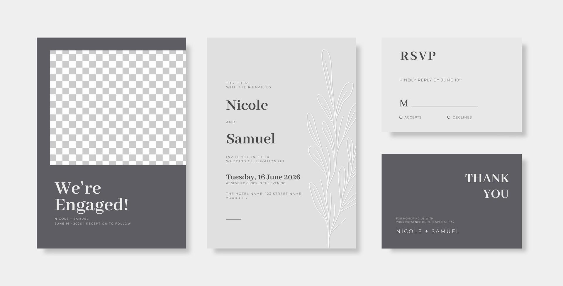 Simple and elegant wedding card template vector