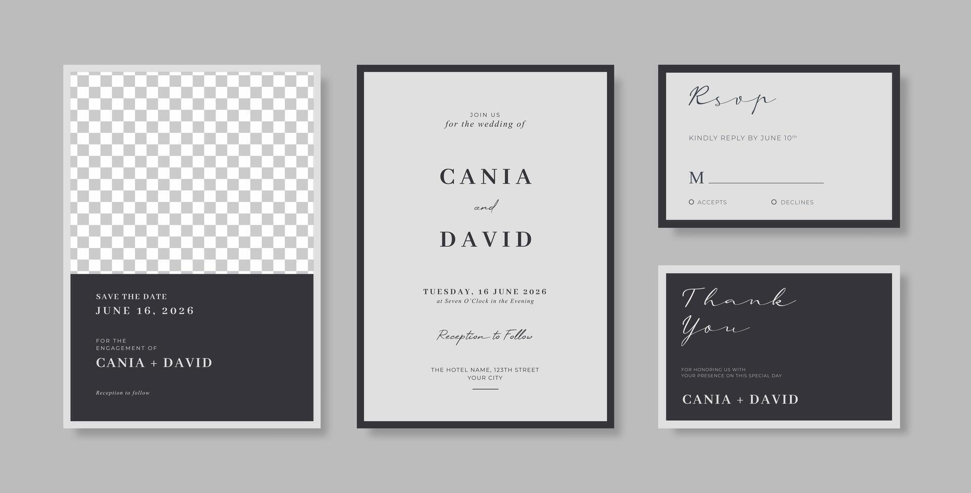 Simple and elegant wedding card template vector