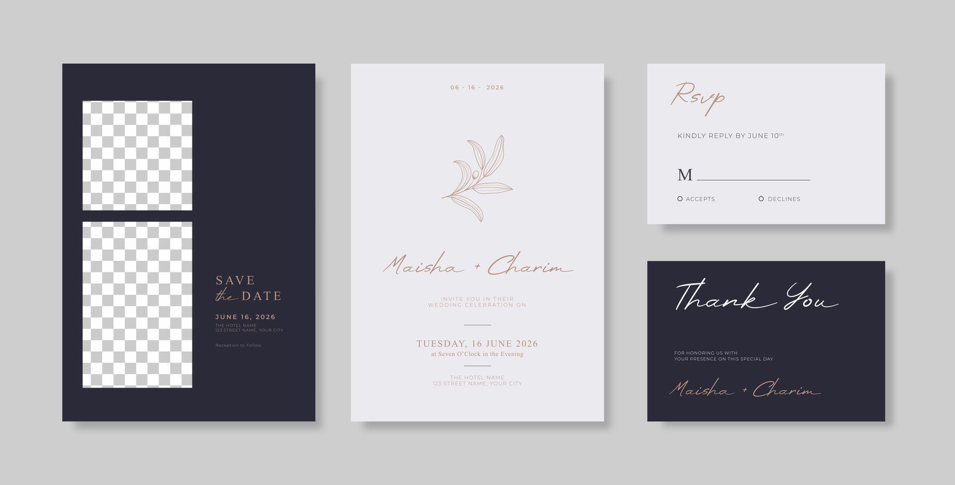 Beautiful and elegant wedding invitation with watercolor flower vector