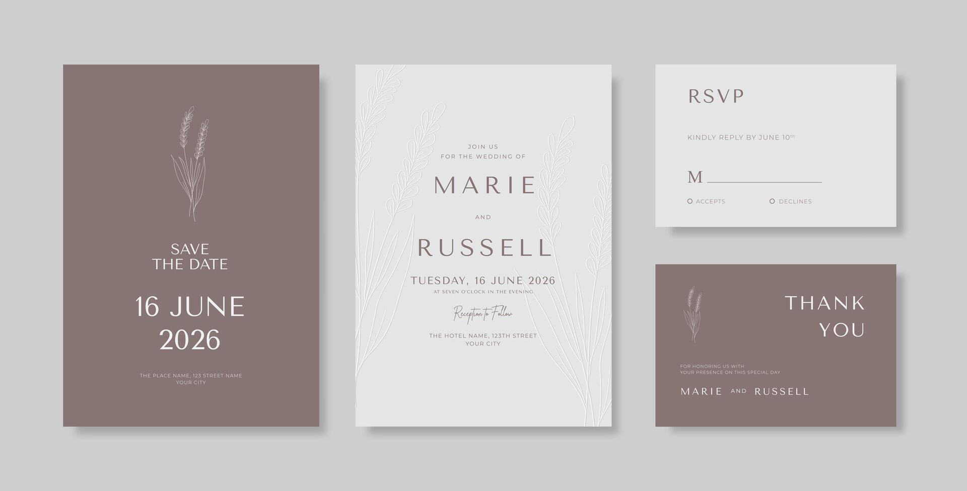Simple and elegant wedding card template vector
