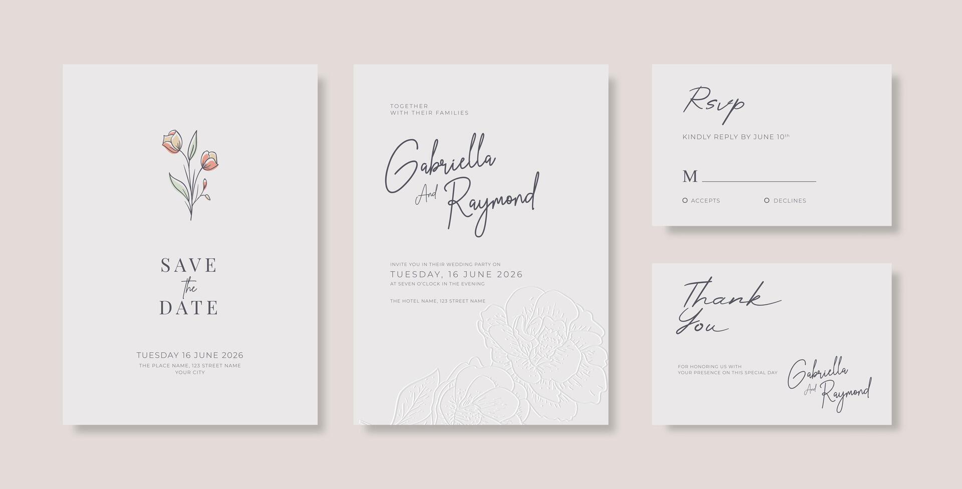 Simple and elegant wedding card template vector