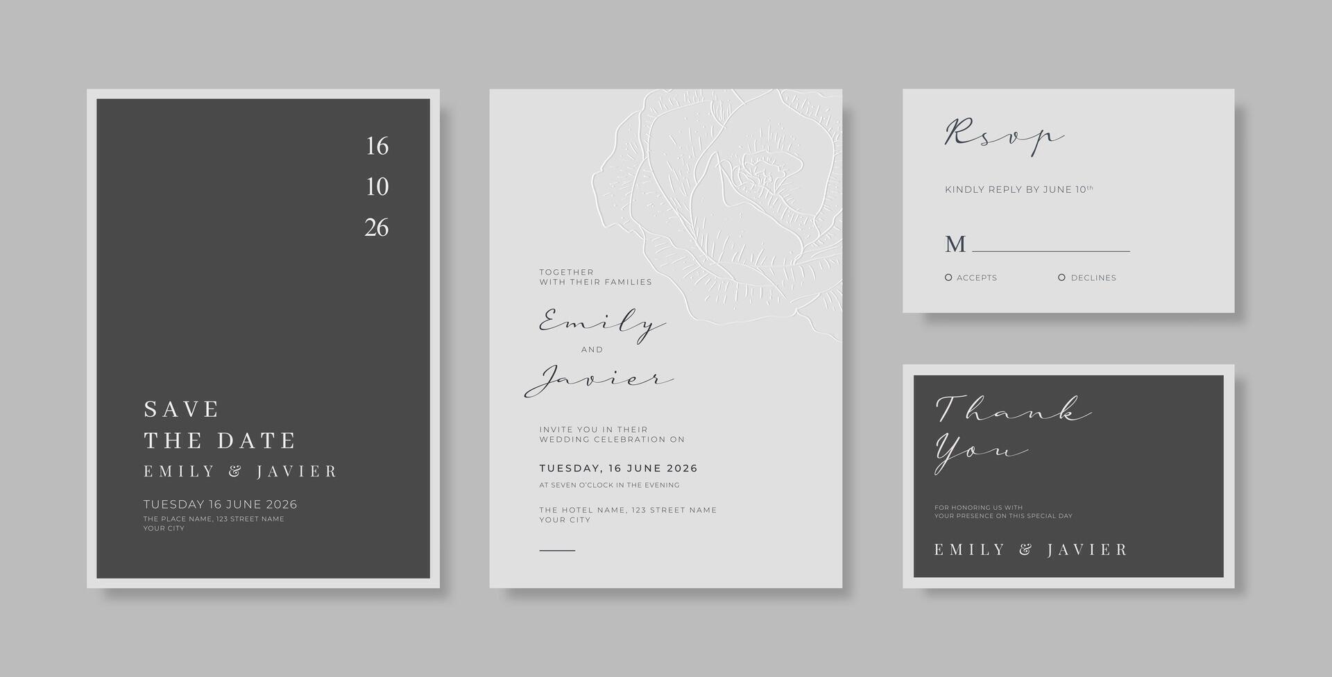 Simple and elegant wedding card template vector