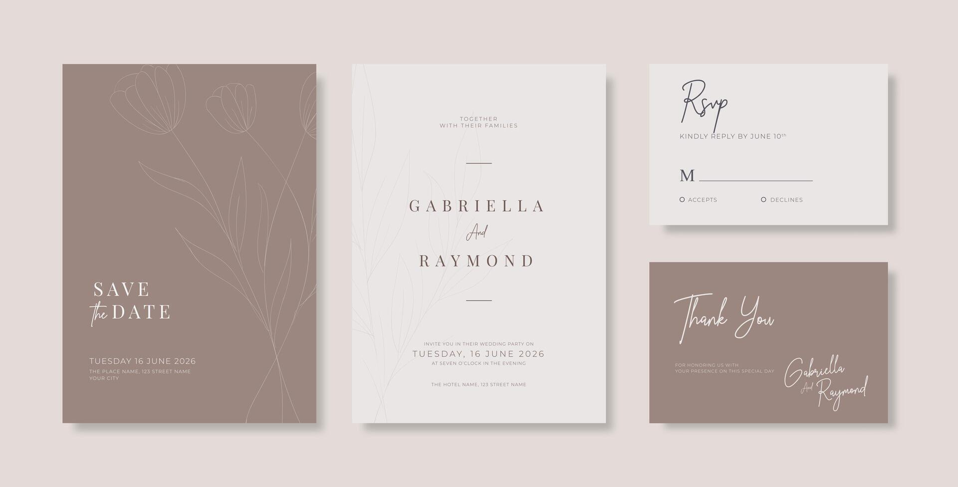 Simple and elegant wedding card template vector