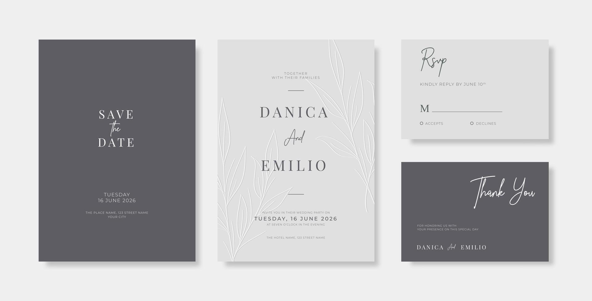Simple and elegant wedding card template vector