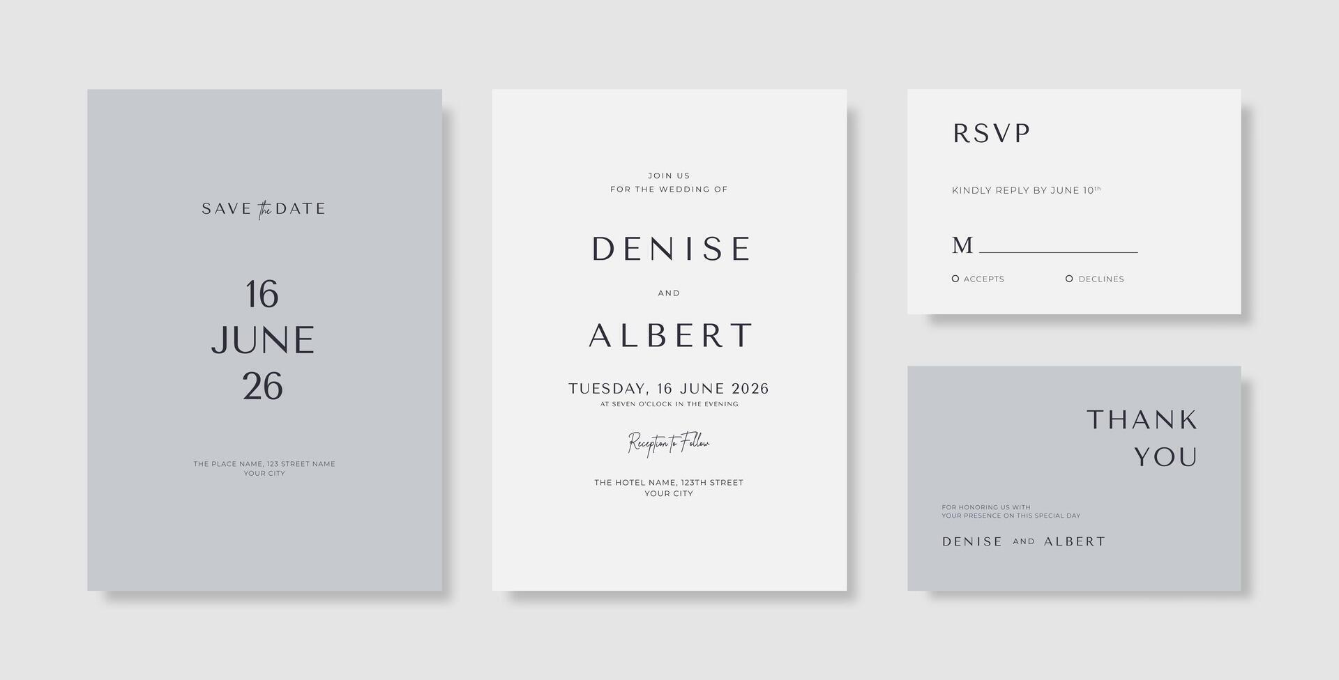 Simple and elegant wedding card template vector