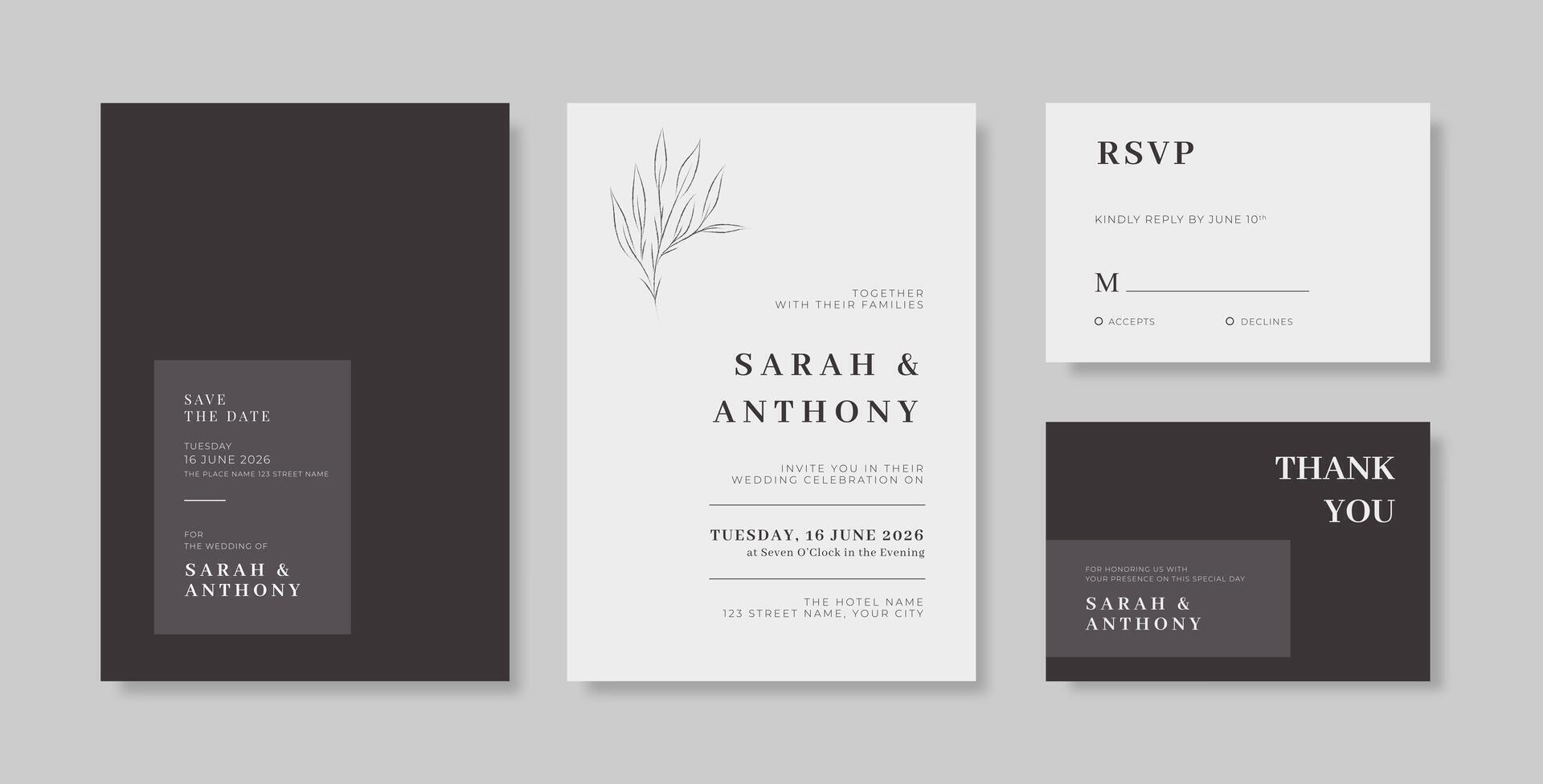 Simple and elegant wedding card template vector