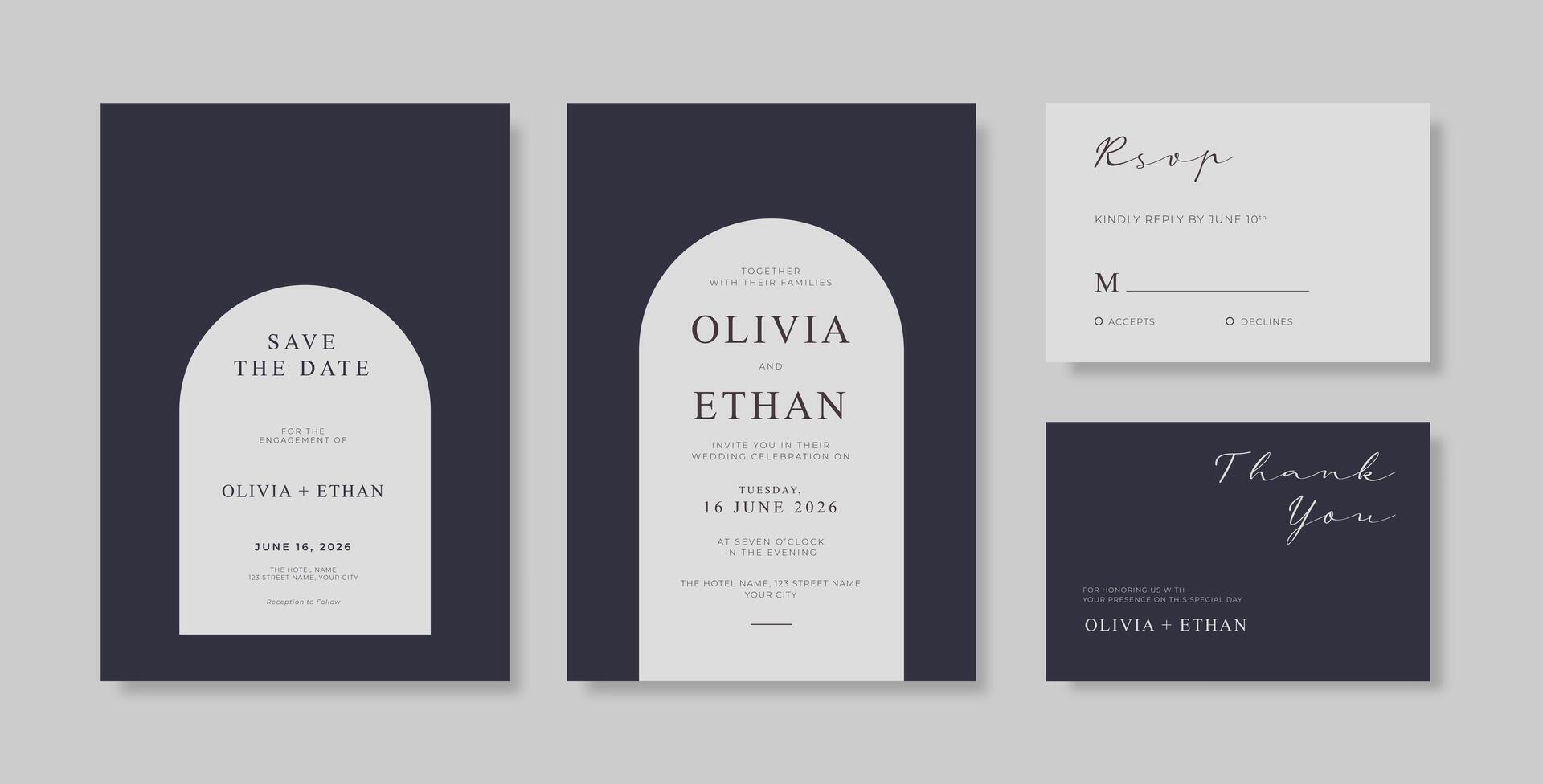 Beautiful wedding invitation template with flower watercolor vector