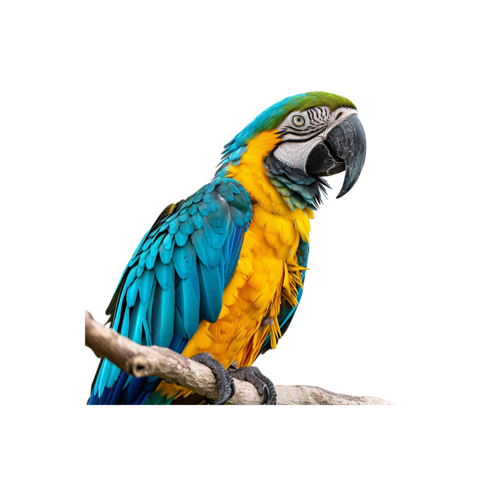 Vibrant Macaw Parrot on Branch png
