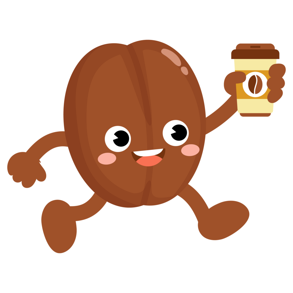 Funny coffee bean Holding Coffee Cup png