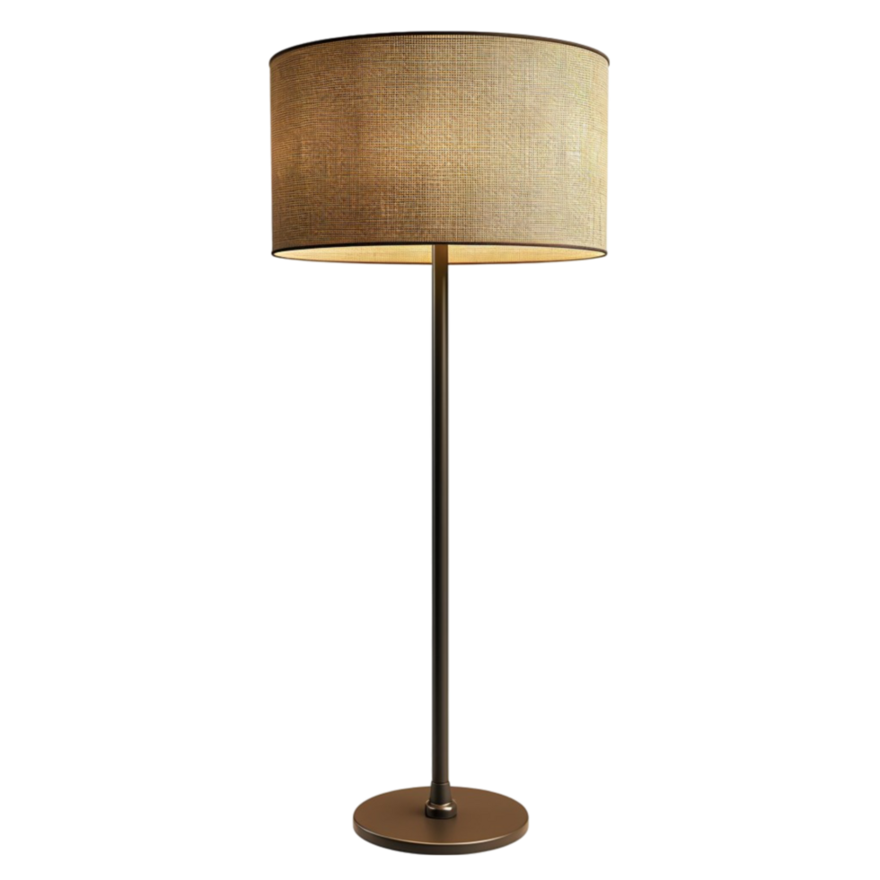 une lampe avec une marron ombre sur une en bois base transparent Contexte. png