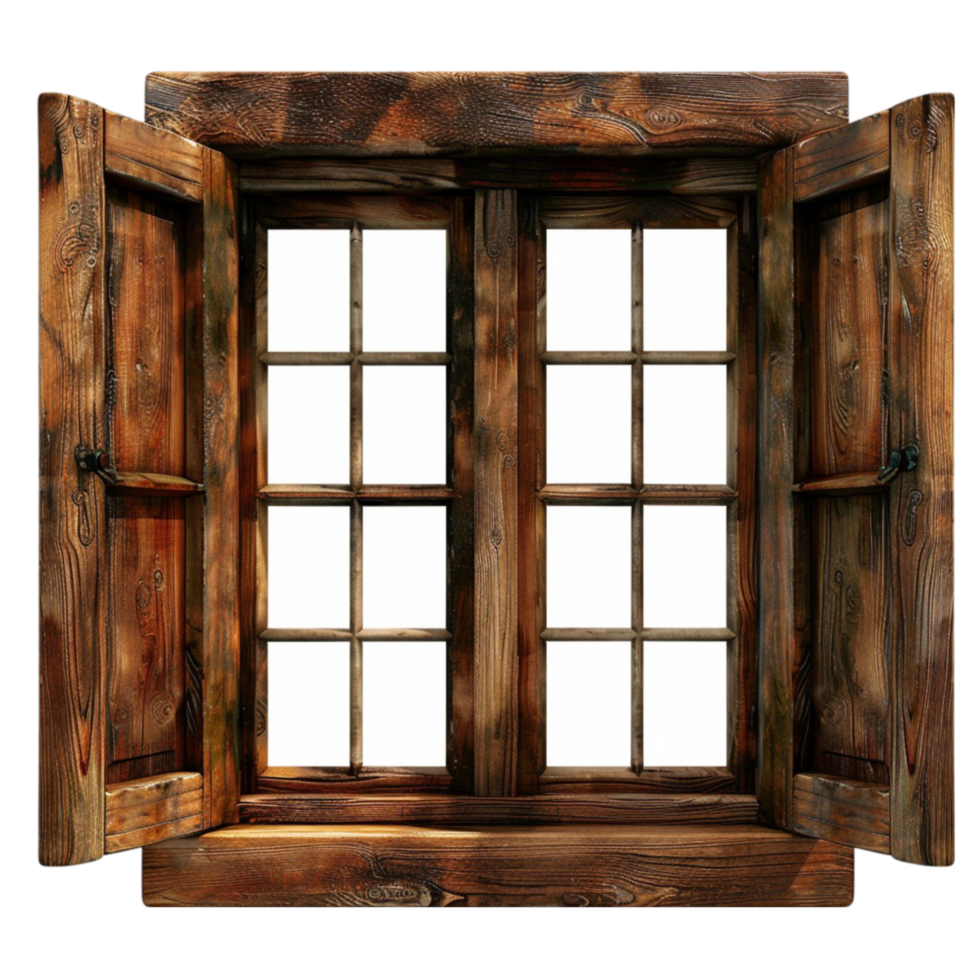 an old wooden window with a transparent background. png