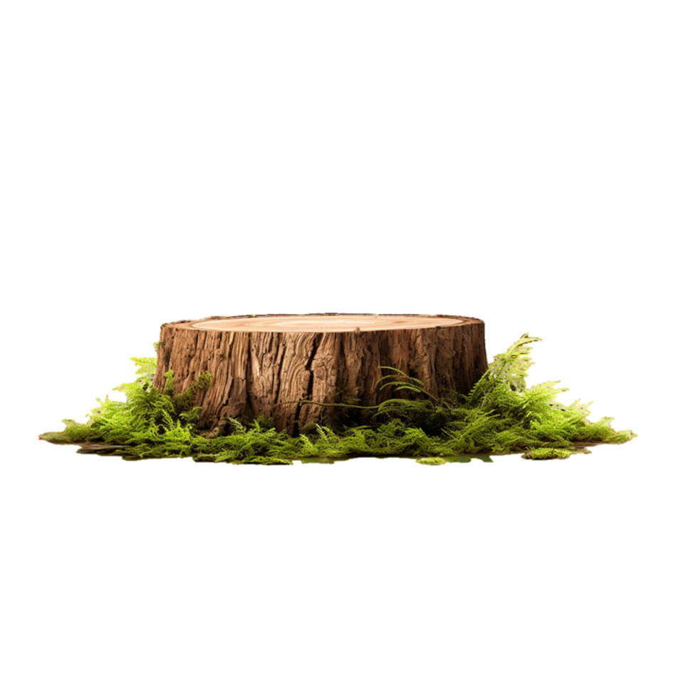 AI Generted a tree stump with grass on it png