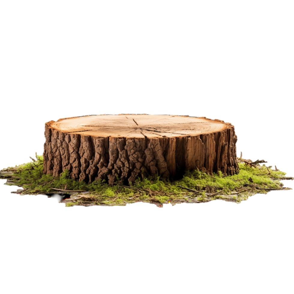 AI Generted a tree stump on a grassy background png